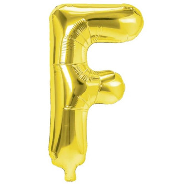 Balon Folie Metalizata Litera F, Cyrax, 40 cm, Umflati cu Heliu sau Aer, Ambalaj Individual, Pai inclus, Auriu