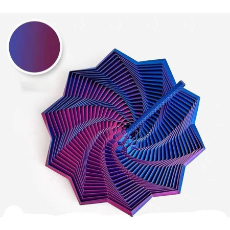 Jucarie Decompresie, Cyrax, Model Stea 3D, DuoChrome, Maner Spirala, Turn Magic Geometric, Multiple Forme, Anti-stress, 17 cm, Albastru/Violet