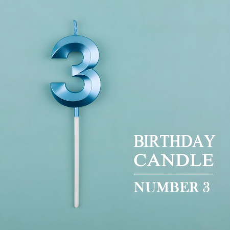 Lumanare Cifra 3, Cyrax, Model Diamond, 5 x 3.4 cm, Albastru