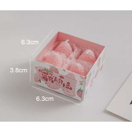 Set 4 Lumanari Parfumate,  Model Capsunici, Ardere 30 min, 52g, 6.3 x 6.3 x 3.8 cm, Roz