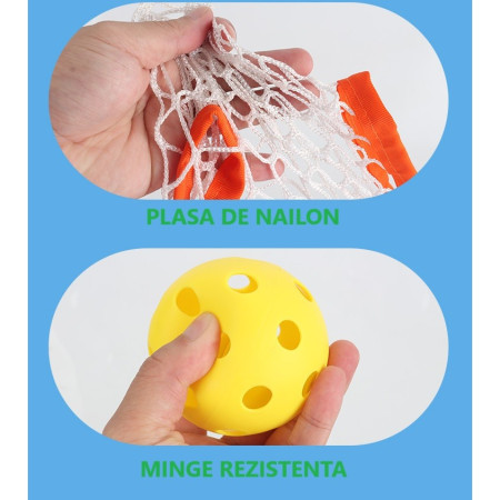 Joc Spikeball, Cyrax, Joc in 2, pentru Plaja, Parcuri, Interior, 2 Plase, 2 Mingi, Multicolor