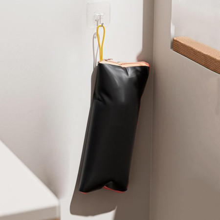 Husa Depozitare Umbrela,  Impermeabila, Interior Microfibra, cu Fermoar, 28 x 12 cm, Negru/Portocaliu