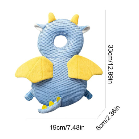 Perna tip Rucsac pentru Protectia Capului,  Tetiera tip Dragon, pentru Bebelusi, Design tip Plasa, 33x6x19 cm, 180 g, Albastru