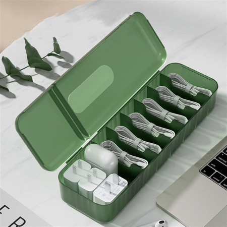 Cutie Organizatoare pentru Cabluri,  din Plastic, 28 x 9 x 6 cm, Verde