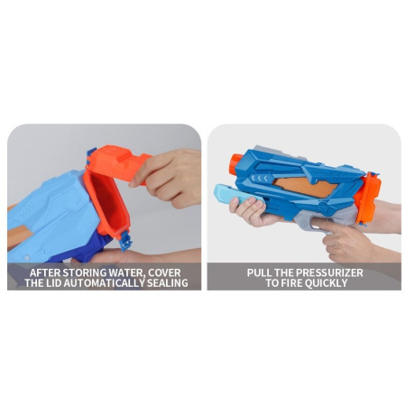 Pistol cu Apa pentru Copii, Rezervor, Pentru Piscina/Plaja, Cyrax, 6ani+,  Quick Fill, Albastru, 600ML