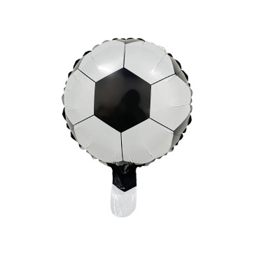 Balon din Folie Metalizata, Cyrax, Mini Figurine, Model Minge de Fotbal, Tematica Aniversare, 30x24 cm, Ambalaj Individual, Pai Inclus, Umflare cu Aer sau Heliu, Alb-Negru