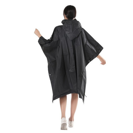 Pelerina de Ploaie,  pentru Adulti, EVA, Tip Poncho, Impermeabila, Rezistenta la Vant, Capse Laterale, 160 g, Negru