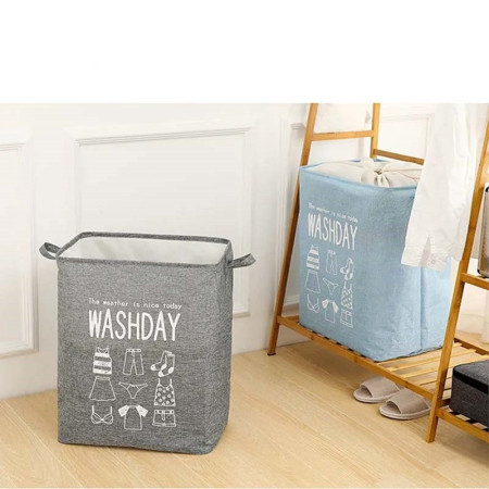 Cos de Rufe,  72 L, Textil, 30x40x60 cm, Gri, Cu Imprimeu