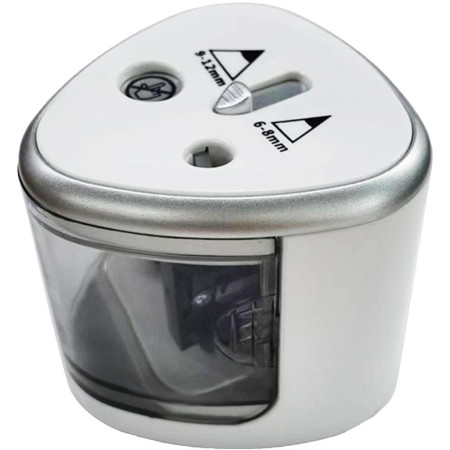 Ascutitoare Electrica cu 2 Gauri,  Gri, Baterii 4 x AA (neincluse), 7.5 x 7.5 x 7.5 cm, Gri