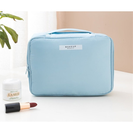 Geanta de Calatorie, Cyrax, pentru Cosmetice si Articole de Toaleta, Material Impermeabil, 2 in 1, Portfard Interior Detasabil, 23 x 16 x 8 cm, Albastru