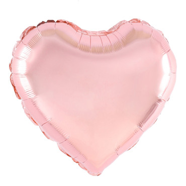 Balon din Folie Metalizata, Cyrax, Figurina Inimioara, Model Simplu, Tematica Iubire, 40 cm, Ambalaj Individual, Pai Inclus, Umflare cu Aer sau Heliu, Rose