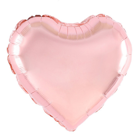Balon din Folie Metalizata, Cyrax, Figurina Inimioara, Model Simplu, Tematica Iubire, 40 cm, Ambalaj Individual, Pai Inclus, Umflare cu Aer sau Heliu, Rose