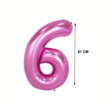 Balon din Folie Cyrax, Cifra 6, 81 cm, Pentru Aer sau Heliu, Bulk, Mov