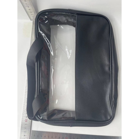 Geanta cosmetice Cyrax, pentru voiaj sau organizare, material PVC/textil, impermeabila, portabila, 30X21X12 cm, negru