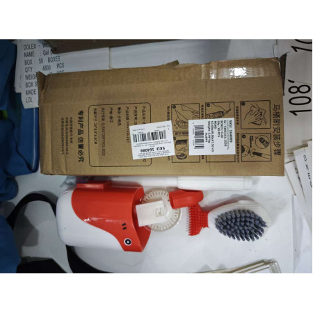 Perie de Toaleta,  cu Suport de Perete, Recipient Detergent, 2 Tipuri de Perii, Model Balena, Rosu