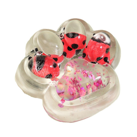 Jucarie Antistres Squishy, Cyrax, cu Revenire Lenta, Squeeze Pinch Family, Model Cat Paw, 6.5 x 7 cm, din Tpr, 4-6 Ani, Model 7 Insecte, Transparent