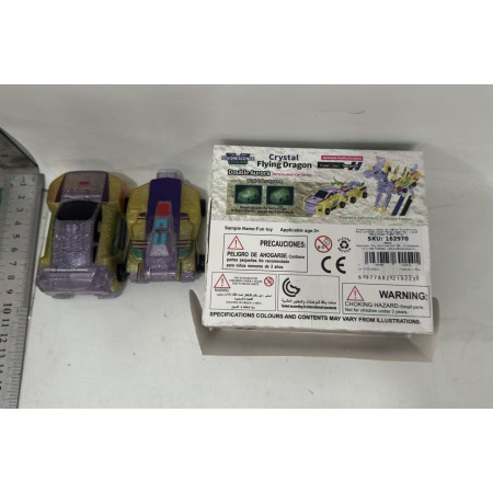 Jucarie Transformabila 2in1, Cyrax, Crystal Wing Flying Dragon, Masina/Dragon, Atractie Magnetica, Fluorescent, +3 Ani, din ABS, Multicolor