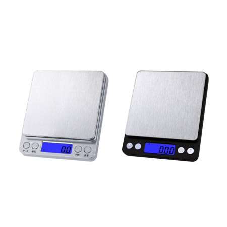 Mini Cantar Electronic, Cyrax, pentru Alimente/Bijuterii, max 3 Kg, 2 x AA, 12.7 x 10.6 x 1.9 cm, Negru/Gri