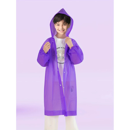 Pelerina de Ploaie,  pentru Copii 100-145 cm, din EVA, Impermeabila, Inchidere cu Capse, Mov
