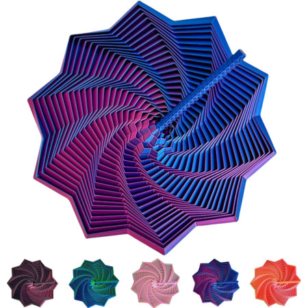 Jucarie Decompresie, Cyrax, Model Stea 3D, DuoChrome, Maner Spirala, Turn Magic Geometric, Multiple Forme, Anti-stress, 8.6 cm, Albastru/Violet