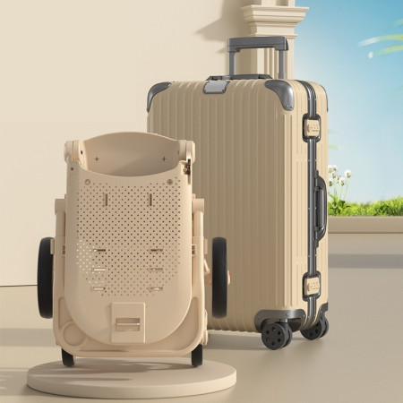 Carucior Sport Cyrax 3in1, 6-36 Luni, Pliabil, Tavita pentru Masa, Pat de Dormit, Centura de Siguranta, Roti 360 Grade, Reversibil, Parasolar, Maner Reglabil, 64 x 35 x 100 cm, Panda, Crem