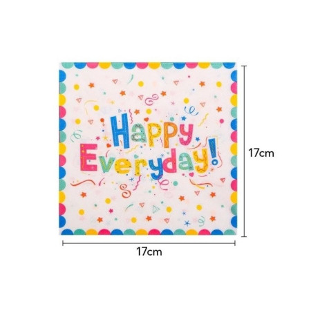 Set 20 de Servetele de Masa, Cyrax, Model Happy Everyday, 17 x 17 cm, Multicolor