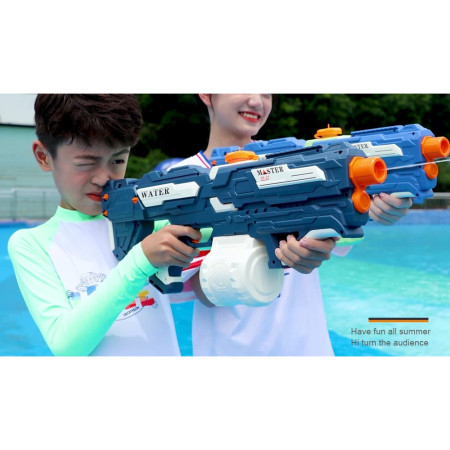 Pistol cu Apa pentru Copii, Rezervor 600ml, Cyrax, 14ani+, cu baterie 1200mAh, Electric Burst, Albastru/Alb, 1000ML