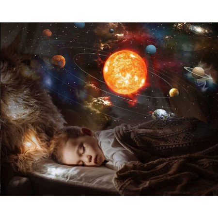 Lampa Tip Proiector Galaxie,  pentru Dormitor, Tematica Cer Instelat, Model Glob, HD, Rotire 360 de Grade, 20 de Imagini, Incarcare USB, 10 W, 15x15 cm, Alb Negru