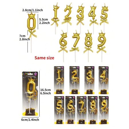 Lumanare pentru Tort Cifra 3, Model Coroana, Gold, Cyrax, Party