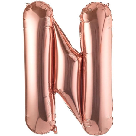 Balon Folie Metalizata Litera N, Cyrax, 100 cm, Umflati cu Heliu sau Aer, Ambalaj Individual, Pai inclus, Rose Gold