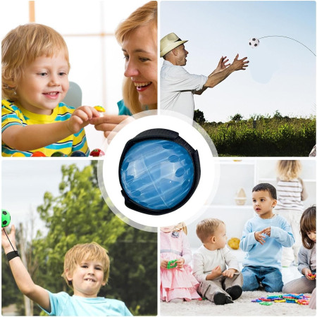 Jucarie Interactiva, Cyrax, Minge Saltareata Crystal Ball, cu Banda Elastica, 6 cm, +7 Ani, din Plastic, Albastru