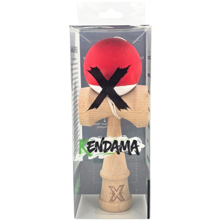 Kendama X Originala, Profesionala, Cyrax, din Lemn,  Rubber Grip, 18 cm, Rosu/Alb