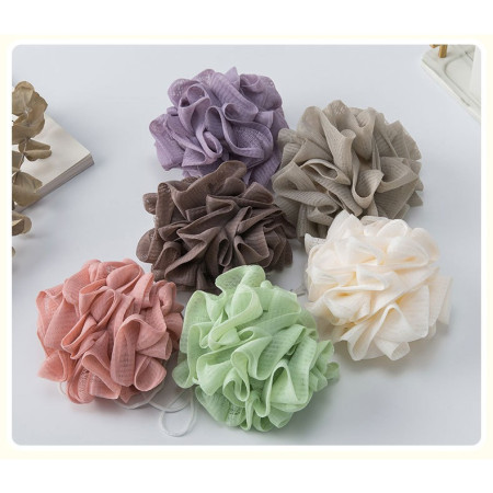 Prosop de Baie,  2in1, cu Burete din Plasa, 17 x 17 cm, Mov