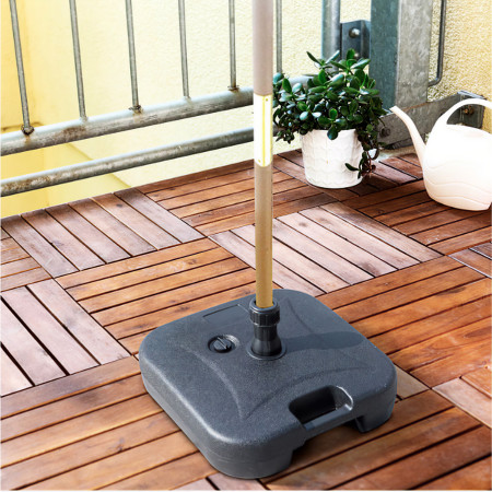 Baza umbrela din plastic,  patrata, 22 litri, neagra