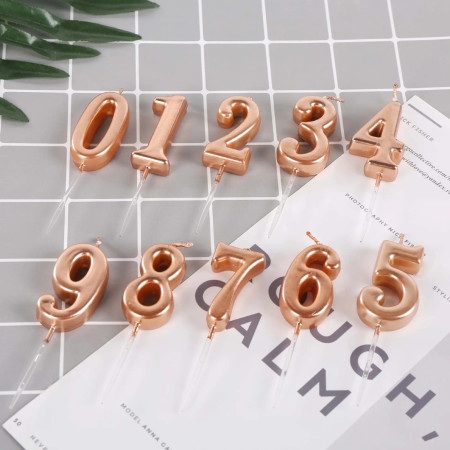 Lumanare de Tort, Cyrax, Model Cifra 1, Party, 4.5 x 2.5 cm, din Parafina, Rose Gold