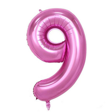 Balon din Folie Cyrax, Cifra 9, 81 cm, Pentru Aer sau Heliu, Bulk, Mov