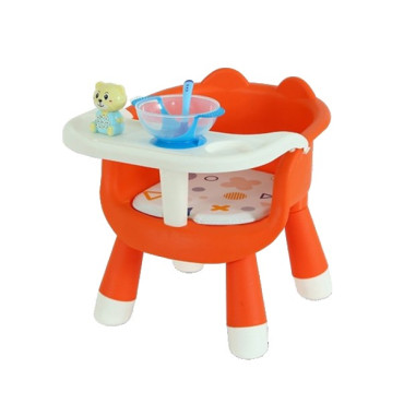 Scaun de Masa pentru Copii, Cyrax, 2 in 1, Tavita Detasabila, Spatar Ergonomic, +6 Luni, Inaltime 36 cm, Portocaliu