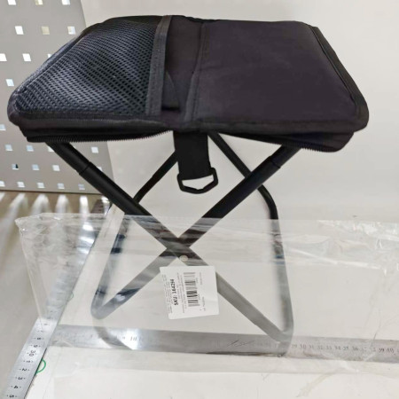 Scaun Taburet Pliabil pentru Camping,  pentru Adulti, Scaun Portabil, Pescuit, din Panza Oxford si Cadru Metalic, Mare 31 x 29 x 25 cm, Negru