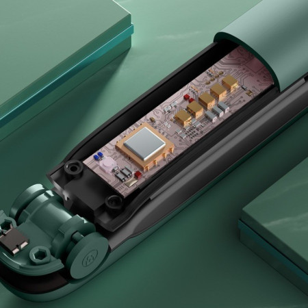 Placa de Par fara Fir, Cyrax, Adaptor Tip C, 4 Trepte de Temperatura, Tensiune 5V, Capacitate Baterie 5000 mAh, Indreptat, Ondulat, 23.5x3.3x4.5 cm, Verde