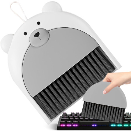 Set Matura si Faras,  Pentru Birou, din PP, Model Ursulet, 23.5 x 18 cm, Gri