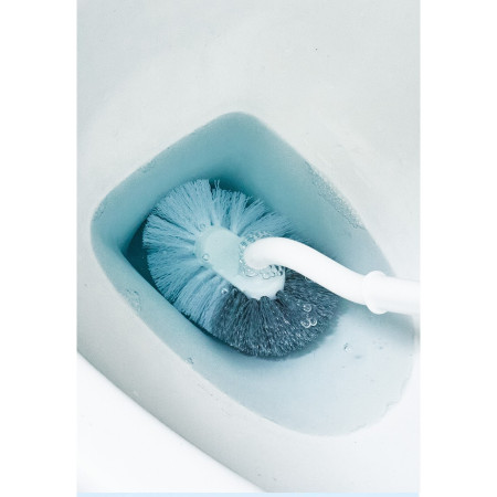 Perie de Toaleta,  Maner Curbat, cu Suport, 40 x 12 cm, Peri Flexibili, Alb