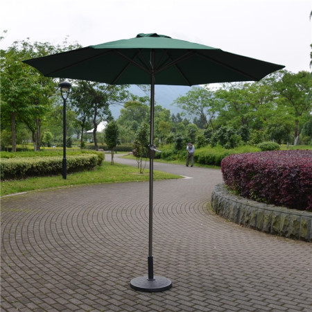 Umbrela Rotunda de Soare pentru Terasa sau Gradina,  Diametru 2.70 m, Inaltime 2.80 m, 9 Brate, Manivela, Diametru Tija 35 mm, Inclinare, Verde