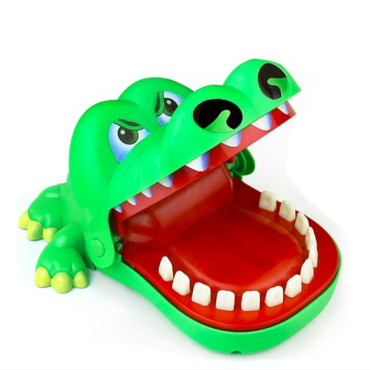 Jucarie interactiva Crocodil Dentist, Cyrax, Joc de Grup/Familie, 13 Dinti, Extra Big 21 x 14.5 x 11 cm, Verde